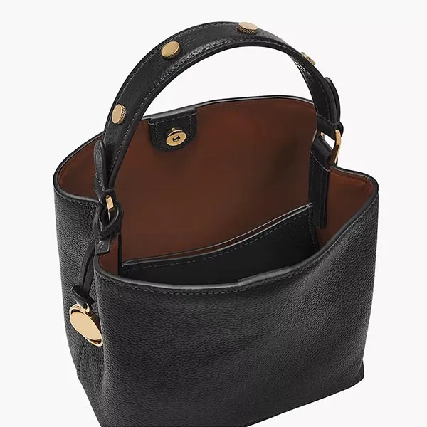 Túi Đeo Chéo Nữ Fossil Jessie Leather Small Bucket Crossbody Bag ZB11002001 Màu Đen