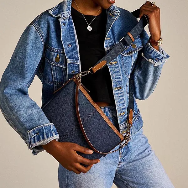 Túi Đeo Chéo Nữ Fossil Jolie Denim Crossbody Bag ZB11076423 Màu Xanh Nâu