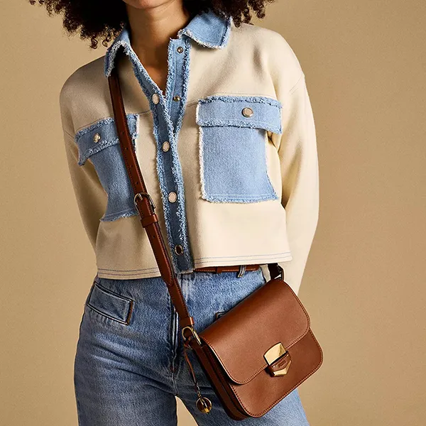 Túi Đeo Chéo Nữ Fossil Lennox Leather Crossbody Bag ZB1924200 Màu Nâu - Túi xách - Vua Hàng Hiệu