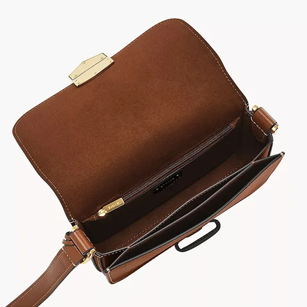Túi Đeo Chéo Nữ Fossil Lennox Leather Crossbody Bag ZB1924200 Màu Nâu - Túi xách - Vua Hàng Hiệu
