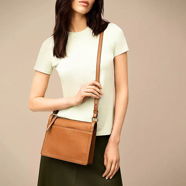 Túi Đeo Chéo Nữ Fossil Taryn Leather Crossbody Bag ZB1894216 Màu Nâu - Túi xách - Vua Hàng Hiệu