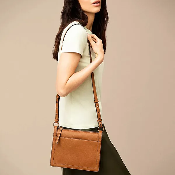 Túi Đeo Chéo Nữ Fossil Taryn Leather Crossbody Bag ZB1894216 Màu Nâu - Túi xách - Vua Hàng Hiệu