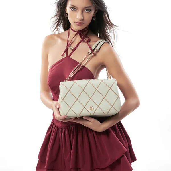 Túi Đeo Chéo Nữ Lyn Tina L Shoulder Bags LL24FBF099 Màu Xám Be