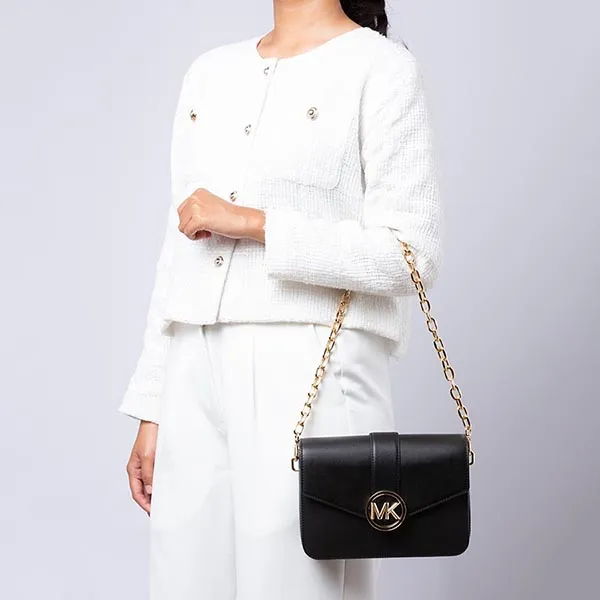 Túi Đeo Chéo Nữ Michael Kors MK Carmen Faux Leather Crossbody Bag 35S2GNML2L Màu Đen