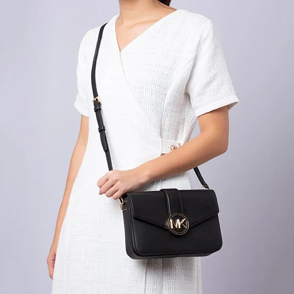 Túi Đeo Chéo Nữ Michael Kors MK Carmen Faux Leather Crossbody Bag 35S2GNML2L Màu Đen