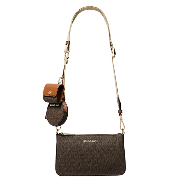 Túi Đeo Chéo Nữ Michael Kors MK Jet Set Logo Crossbody Bag 35S2GTVC1B Màu Nâu