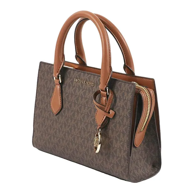 Túi Đeo Chéo Nữ Michael Kors MK Sheila Logo Small Satchel 35S3S6HS5B Màu Nâu - Túi xách - Vua Hàng Hiệu