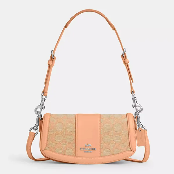 Túi Đeo Vai Nữ Coach Andrea Small Shoulder Bag In Signature Jacquard Silver/Faded Blush CT759 Màu Cam Đào - Túi xách - Vua Hàng Hiệu