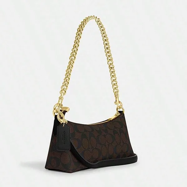 Túi Đeo Vai Nữ Coach Charlotte Shoulder Bag In Signature Canvas Coffee Brown CL405 Màu Nâu Đen