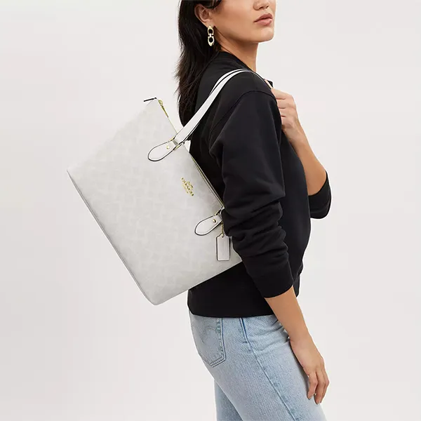 Túi Đeo Vai Nữ Coach Gallery Tote Bag In Signature CS187 Màu Trắng - Túi xách - Vua Hàng Hiệu