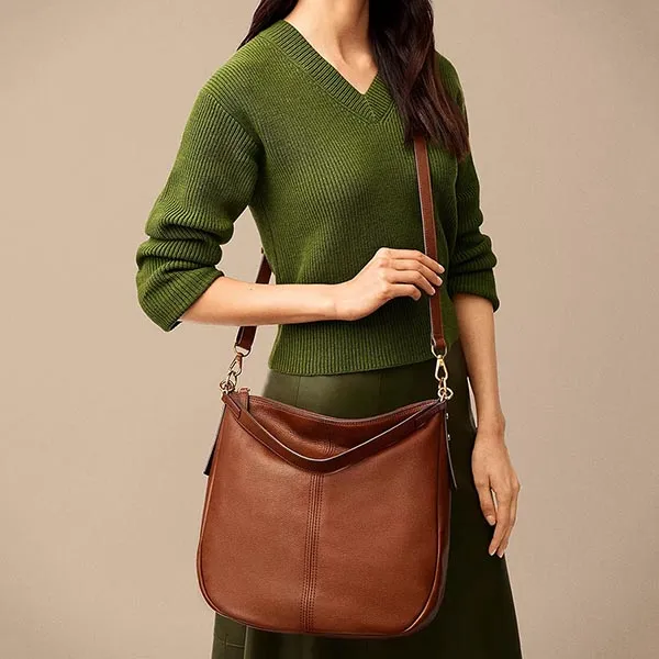 Túi Đeo Vai Nữ Fossil Jolie Leather Hobo Bag ZB1434200 Màu Nâu