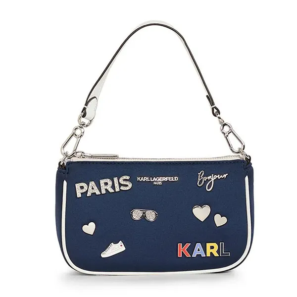 Túi Đeo Vai Nữ Karl Lagerfeld Maybelle Demi Neoprene Cate Pins Shoulder Bag Màu Xanh Navy