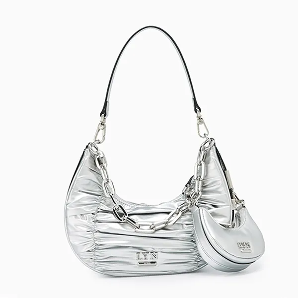 Túi Đeo Vai Nữ Lyn Diva Nylon Shoulder Bags LL24FBF224 Màu Bạc