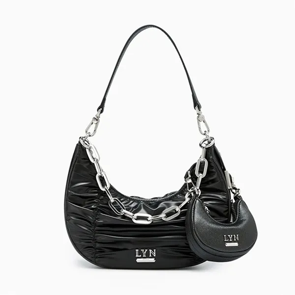 Túi Đeo Vai Nữ Lyn Diva Nylon Shoulder Bags LL24FBF224 Màu Đen