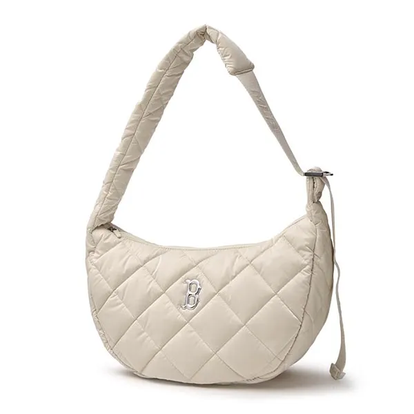 Túi Đeo Vai Nữ MLB Korea Curve Padded Hobo Bag Boston Red Sox Cream 3ABQL064N-43CRD Màu Kem