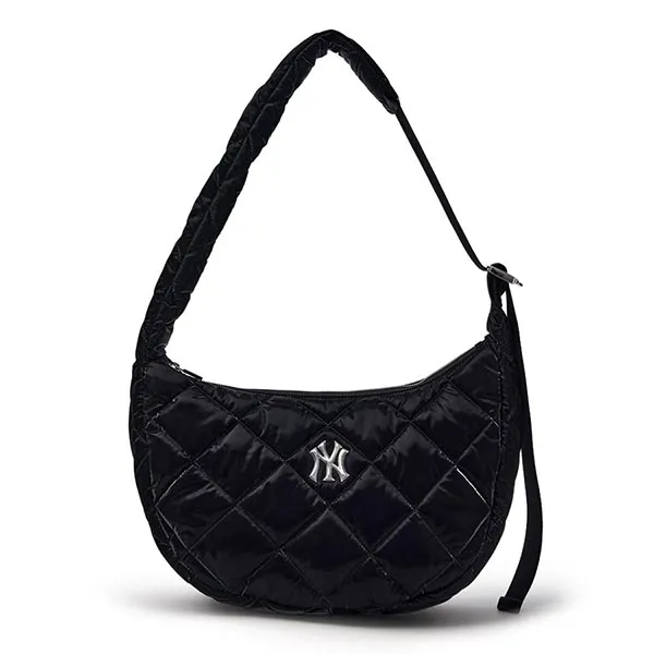 Túi Đeo Vai Nữ MLB Korea Curve Padded Hobo Bag New York Yankees Black 3ABQL064N-50BKS Màu Đen - Túi xách - Vua Hàng Hiệu