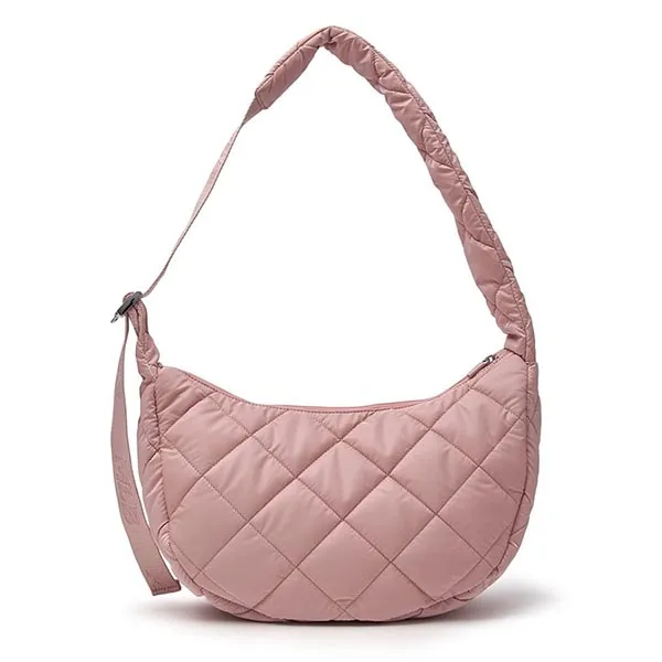 Túi Đeo Vai Nữ MLB Korea Curve Padded Hobo Bag New York Yankees Pink 3ABQL064N-50PKM Màu Hồng