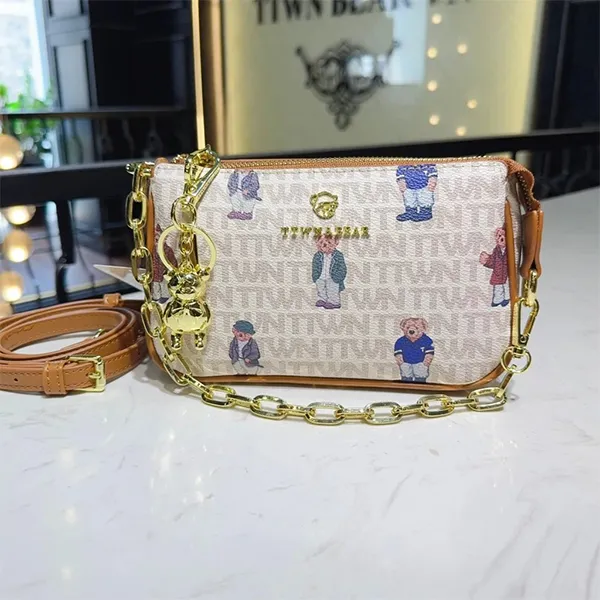 Túi Đeo Vai Nữ TTWN BEAR TN26203930 Màu Trắng Viền Nâu