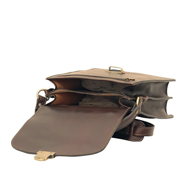 Túi Đeo Chéo Old Angler Classica II Leather Satchel 079689TM - 89TM Màu Nâu