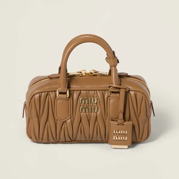 Túi Xách Nữ Miu Miu Arcadie Quilted Nappa Leather Bag Màu Nâu Caramel - Túi xách - Vua Hàng Hiệu