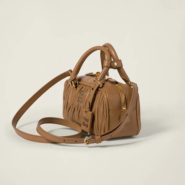 Túi Xách Nữ Miu Miu Arcadie Quilted Nappa Leather Bag Màu Nâu Caramel - Túi xách - Vua Hàng Hiệu