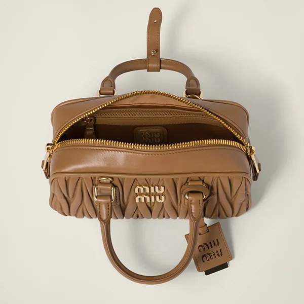 Túi Xách Nữ Miu Miu Arcadie Quilted Nappa Leather Bag Màu Nâu Caramel - Túi xách - Vua Hàng Hiệu