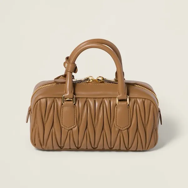 Túi Xách Nữ Miu Miu Arcadie Quilted Nappa Leather Bag Màu Nâu Caramel - Túi xách - Vua Hàng Hiệu