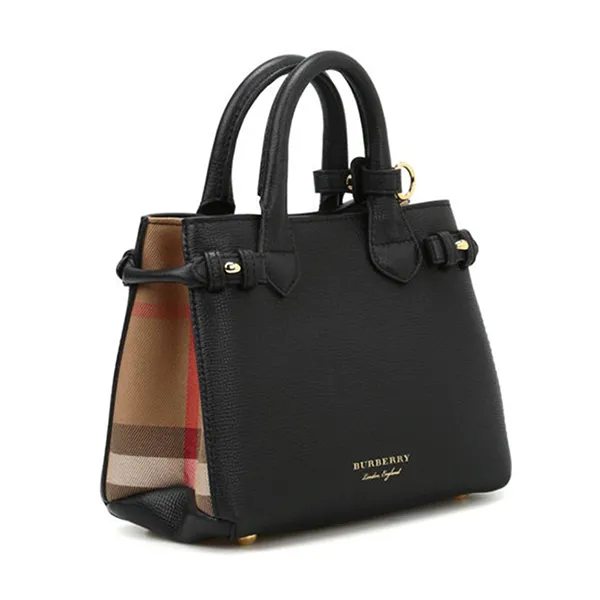 Túi Xách Tay Nữ Burberry The Banner Baby Leather Bag Màu Đen