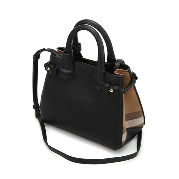 Túi Xách Tay Nữ Burberry The Banner Baby Leather Bag Màu Đen