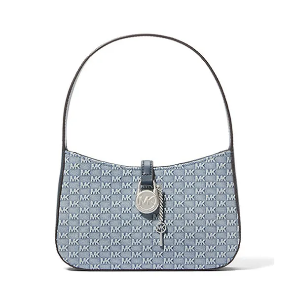 Túi Xách Tay Nữ Michael Kors MK Lyra Cotton Shoulder Bag 35T4S1YC1C Màu Xanh Denim - Túi xách - Vua Hàng Hiệu