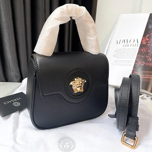 Túi Xách Tay Nữ Versace Medusa In Black Leather 1003016 DVIT2T IT 1B00V Màu Đen