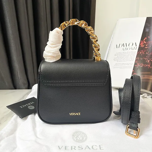Túi Xách Tay Nữ Versace Medusa In Black Leather 1003016 DVIT2T IT 1B00V Màu Đen