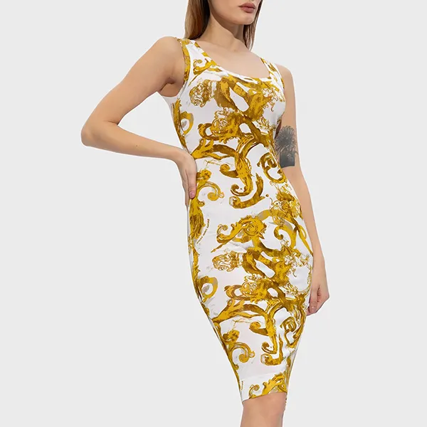 Váy Body Nữ Versace Jeans Couture Dress 76HAO9B6 JS291 G03 Màu Trắng/Vàng Size 38 - Thời trang - Vua Hàng Hiệu