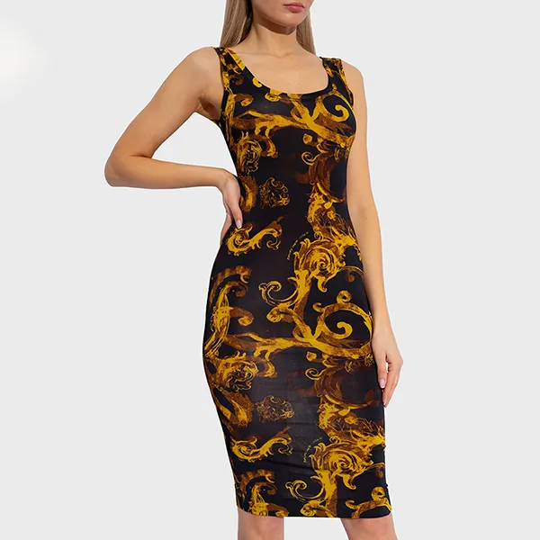 Váy Body Nữ Versace Jeans Couture Dress 76HAO9B6 JS291 G89 Màu Đen/Vàng Size 40 - Thời trang - Vua Hàng Hiệu