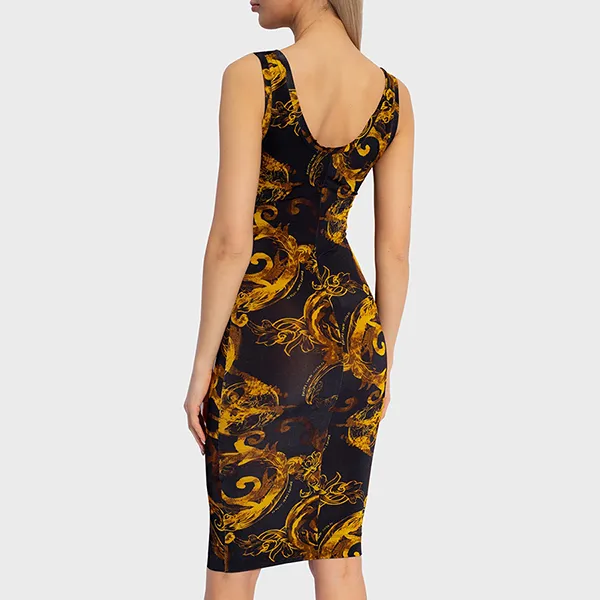 Váy Body Nữ Versace Jeans Couture Dress 76HAO9B6 JS291 G89 Màu Đen/Vàng Size 40 - Thời trang - Vua Hàng Hiệu