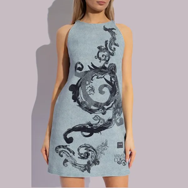 Váy Suông Versace Jeans Couture Blue Denim Dress 76HAO99P ES110ENZ 904 Màu Xanh Denim Size 38 - Thời trang - Vua Hàng Hiệu