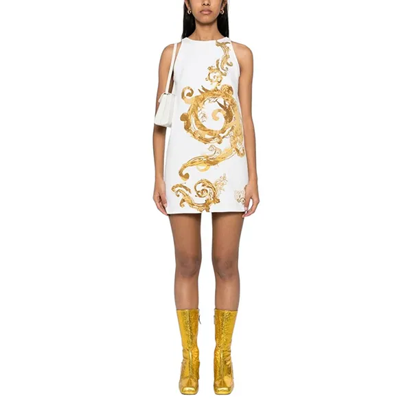 Váy Suông Versace Jeans Couture Dress Women 76HAO99P ES108SW0 G03 White Màu Trắng Vàng Size 38 - Thời trang - Vua Hàng Hiệu