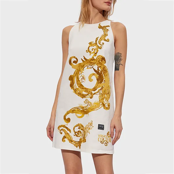 Váy Suông Versace Jeans Couture Dress Women 76HAO99P ES108SW0 G03 White Màu Trắng Vàng Size 38 - Thời trang - Vua Hàng Hiệu