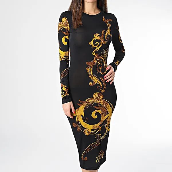 Váy Body Versace Jeans Couture 76HAO9P8 JS346 G89 Slim Fit Màu Đen Vàng Size 38 - Thời trang - Vua Hàng Hiệu