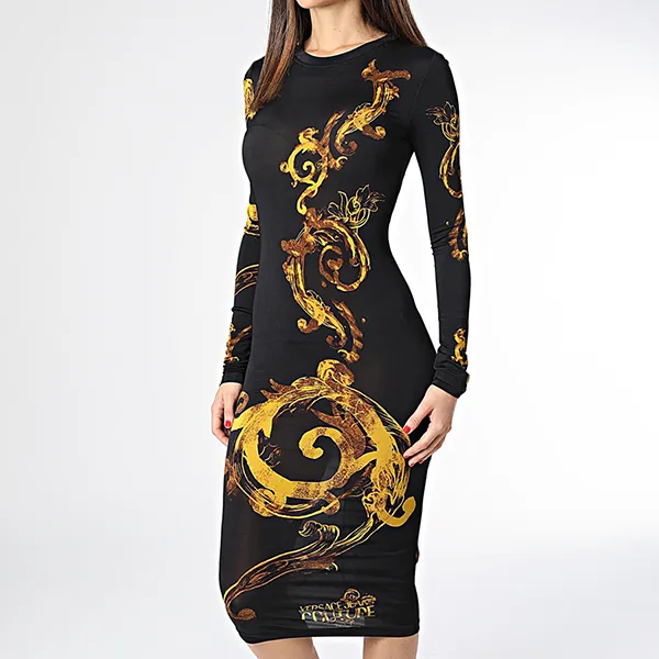 Váy Body Versace Jeans Couture 76HAO9P8 JS346 G89 Slim Fit Màu Đen Vàng Size 38 - Thời trang - Vua Hàng Hiệu