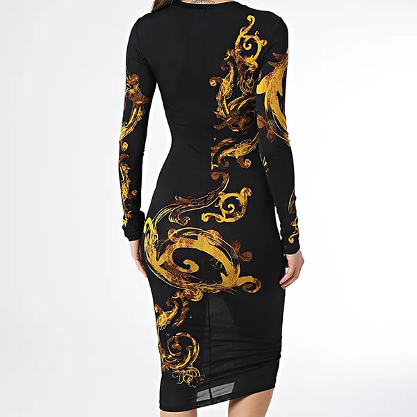 Váy Body Versace Jeans Couture 76HAO9P8 JS346 G89 Slim Fit Màu Đen Vàng Size 38 - Thời trang - Vua Hàng Hiệu