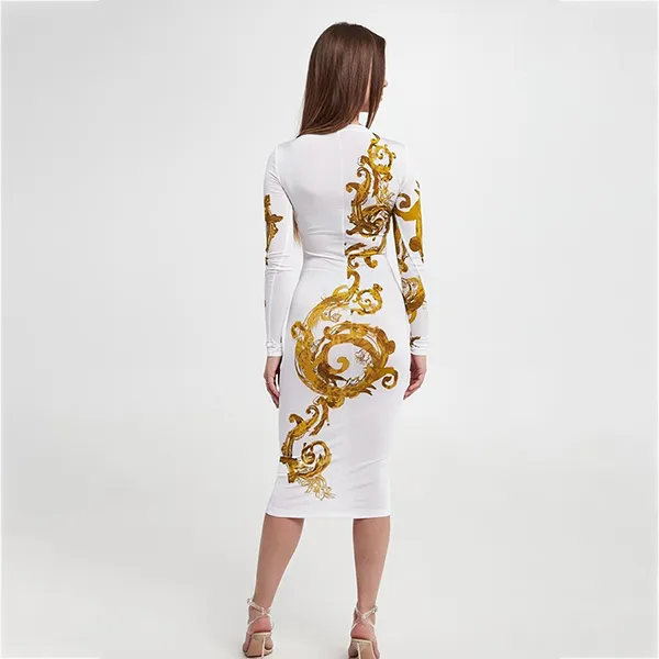 Váy Body Versace Jeans Couture Dress With Long Sleeves 76HAO9P8 JS346 G03 Slim Fit Màu Trắng Họa Tiết Size 38 - Thời trang - Vua Hàng Hiệu