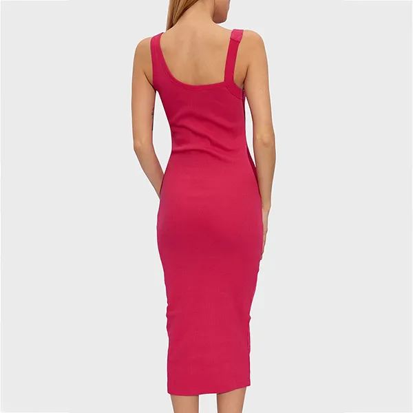 Váy Body Versace Jeans Couture Stretch Cotton Baroque Buckle Midi Dress 76HAO947 J0004 401 Màu Hồng Size 38