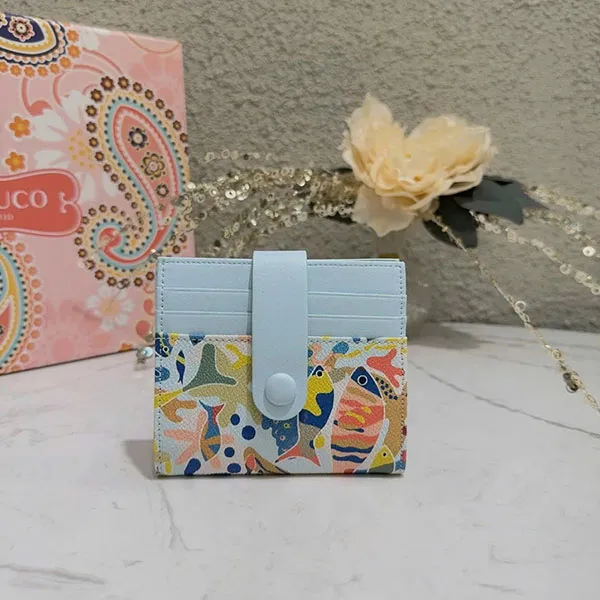Ví Đựng Thẻ Bấm Cúc Nữ Venuco Card Holder T01W76 Xanh Pastel - Túi xách - Vua Hàng Hiệu