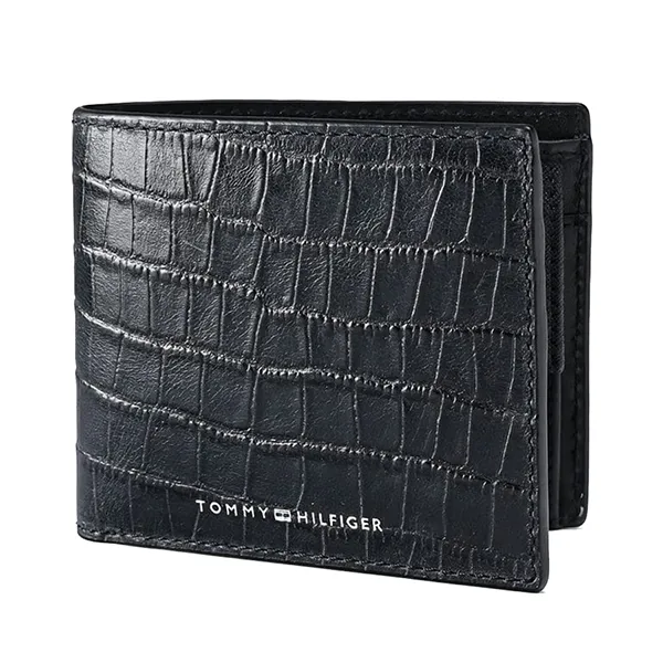 Ví Nam Tommy Hilfiger Croco-Print Leather Wallet AM0AM12320_NEBDS Màu Đen - Túi xách - Vua Hàng Hiệu