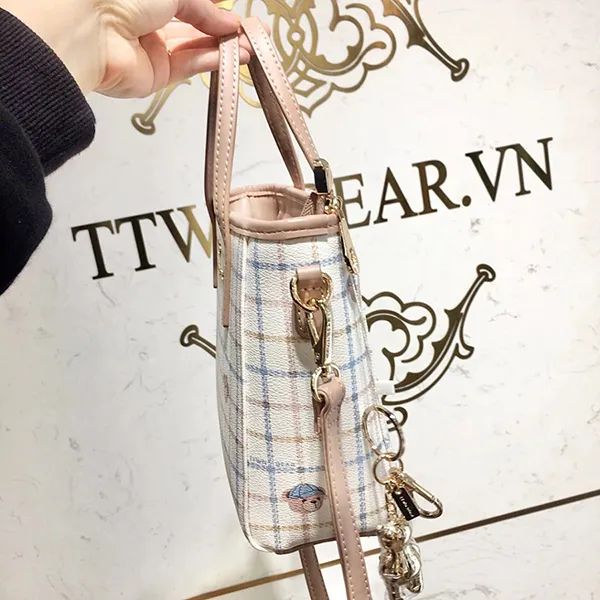 Túi Tote Nữ TTWN BEAR TN22814190 Màu Trắng Kẻ
