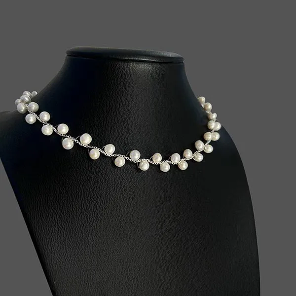 Vòng Cổ Ngọc Trai Minh Hà Pearl Jewelry Dây Bạc - Viên Ngọc 5-6mm Màu Trắng - Trang sức - Vua Hàng Hiệu