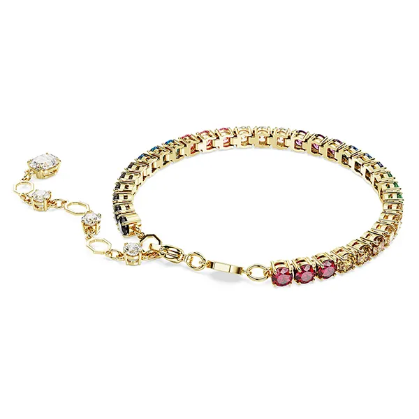 Vòng Đeo Tay Nữ Swarovski Matrix Tennis Bracelet Round Cut, Multicolored, Gold-Tone Plated 5685691 Phối Màu