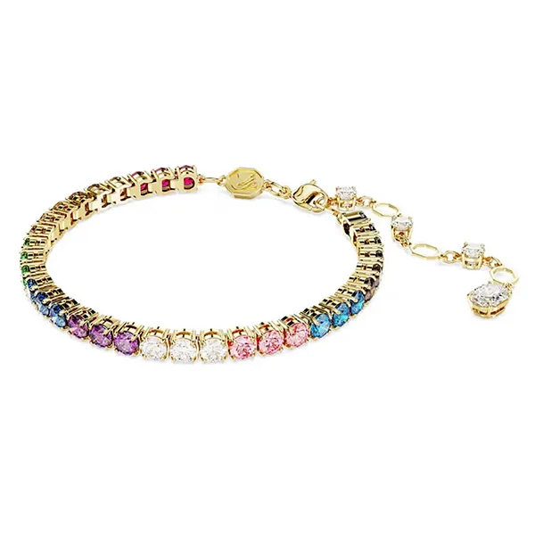 Vòng Đeo Tay Nữ Swarovski Matrix Tennis Bracelet Round Cut, Multicolored, Gold-Tone Plated 5685691 Phối Màu