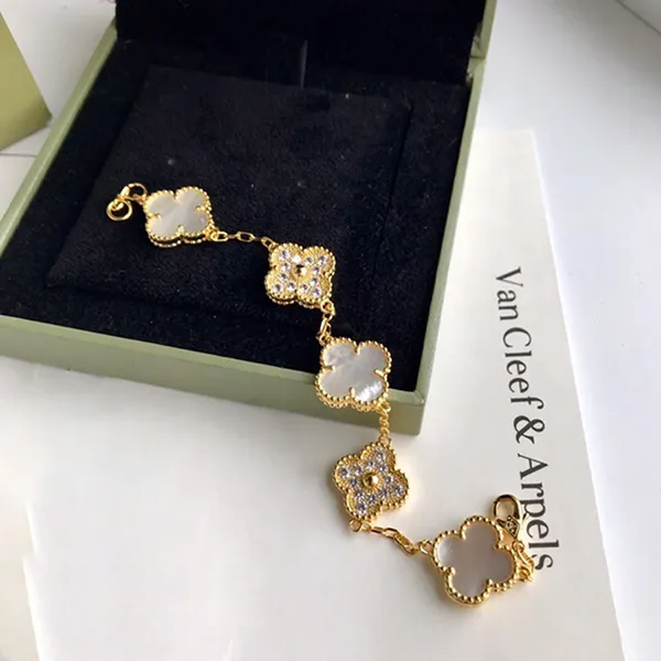 Vòng Đeo Tay Van Nữ Jewery Luxury Vintage Alhambra Bracelet, 5 Motifs 18k Yellow Màu Vàng Gold Bản 15mm - Trang sức - Vua Hàng Hiệu